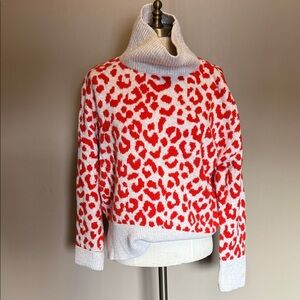 Lola Red and White Patterned Turtleneck Sweater